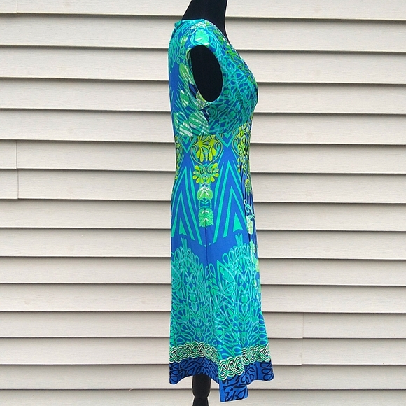 Jones New York Teal Blue and Green dress Size 4 - Picture 5 of 9